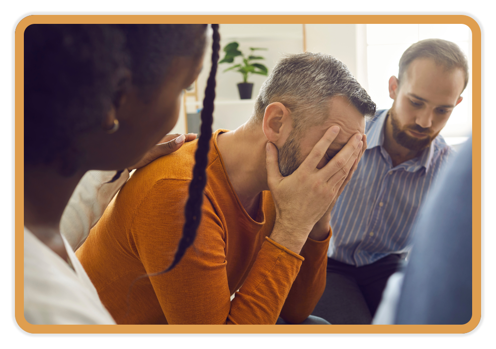 upset workers comforting